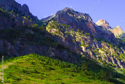Steep cliffs near the Abai-Su waterfall in the Chegem gorge