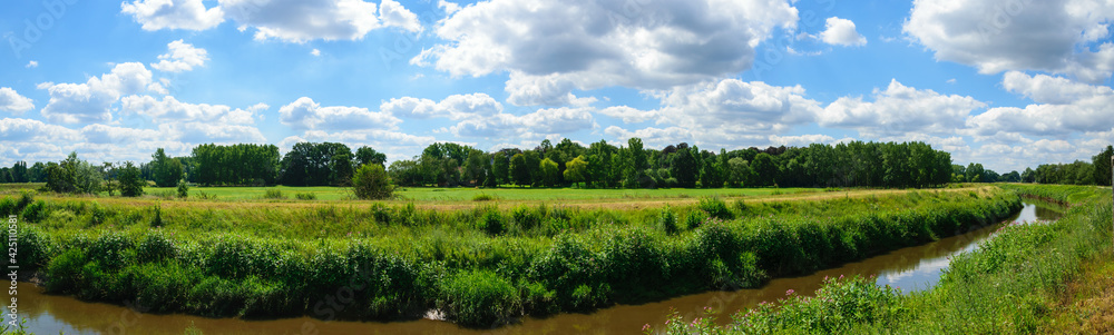 Panoramic landscape with clouds from Belgium