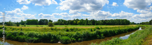 Panoramic landscape with clouds from Belgium