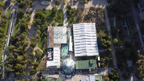 View of Santiago de chile by a drone in the sky, Parque araucano
