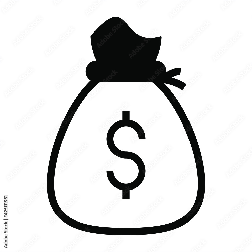 dollar bag black filled vector icon isolated dollar bag black filled vector icon isolated