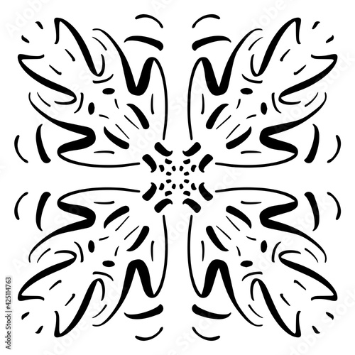 Vector seamless pattern tile - hand drawn decorative symmetrical element