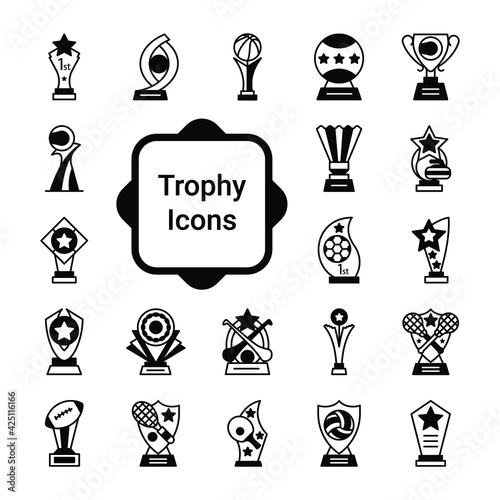 Set of award icons in line style. High quality outline symbol collection of achievement. Modern linear cup.