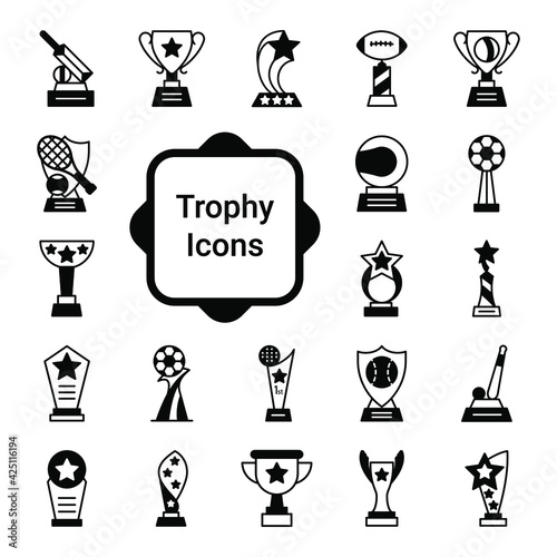 Set of award icons in line style. High quality outline symbol collection of achievement. Modern linear cup.