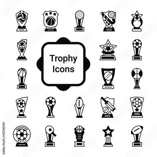 Set of award icons in line style. High quality outline symbol collection of achievement. Modern linear cup.