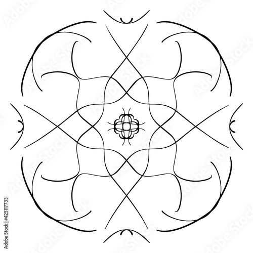 Vector seamless pattern tile - hand drawn decorative symmetrical element