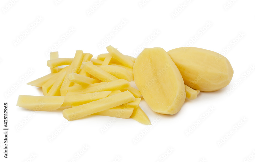 Raw peeled potato isolated on white background Raw peeled potato isolated on white background