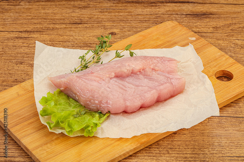 Raw turkey breast steak for cooking