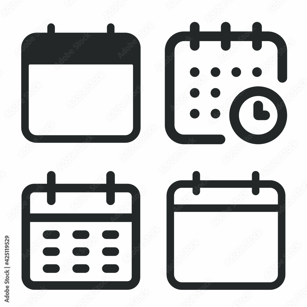 Collection of calendar icon vector isolated on white background. EPS 10 ...