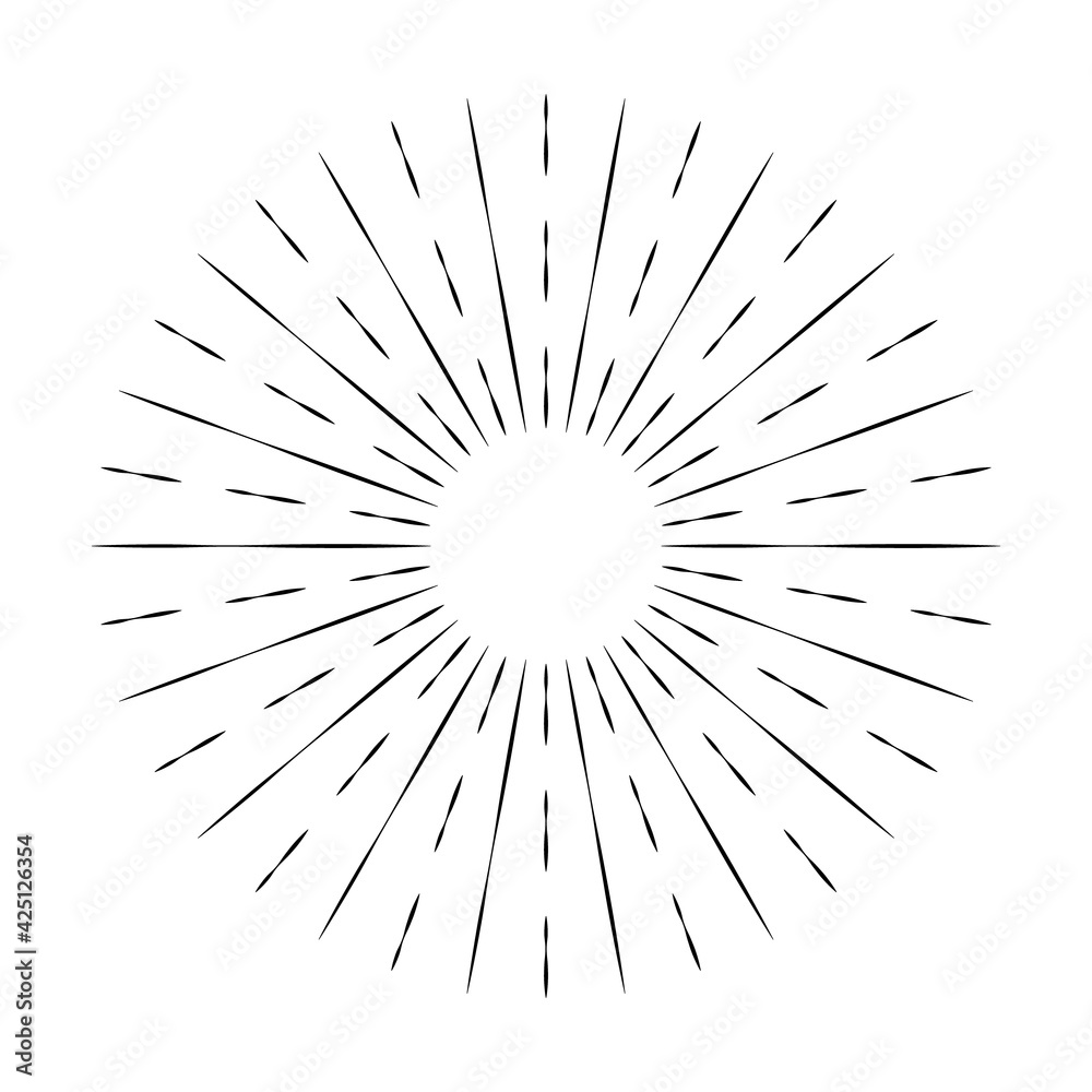 Sunburst line icon isolated on white background, summer web banner, retro circle design, vector illustration Sunburst line icon isolated on white background, summer web banner, retro circle design, vector illustration