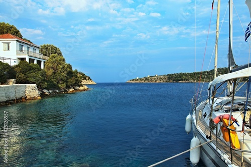 Greece, the island of Ithaki - a view from the harbor in Kioni photo