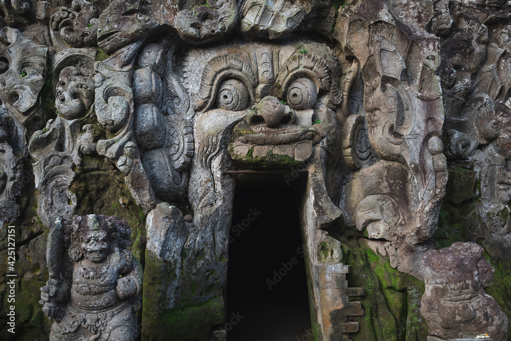 The ancient Goa Gajah Elephant Cave, a 9th century Hindu temple and sanctuary in Ubud in Bali, Indonesia.