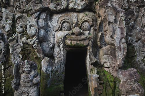 The ancient Goa Gajah Elephant Cave, a 9th century Hindu temple and sanctuary in Ubud in Bali, Indonesia. photo