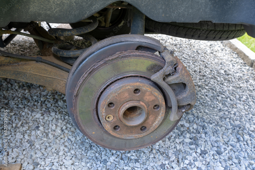 Disc brake replacement on car - Disk Brake System.