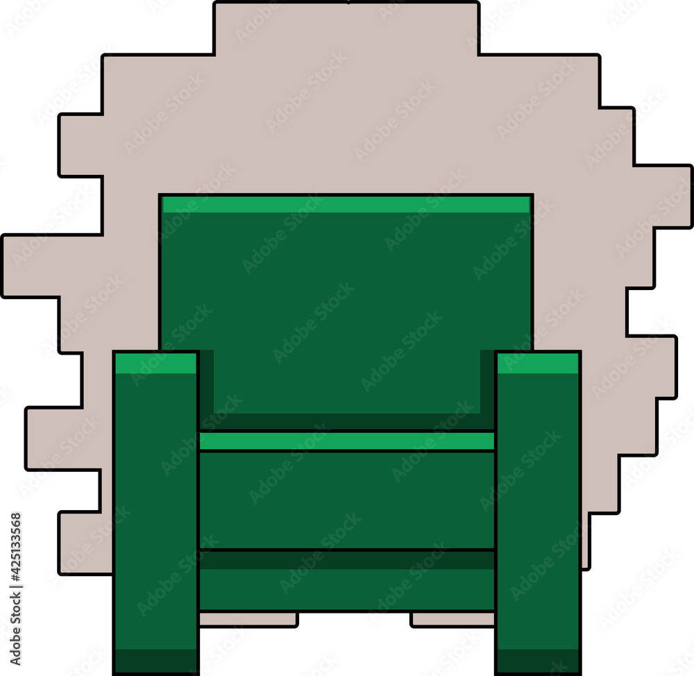 Green armchair and bricks wall behind it in loft style Green armchair and bricks wall behind it in loft style