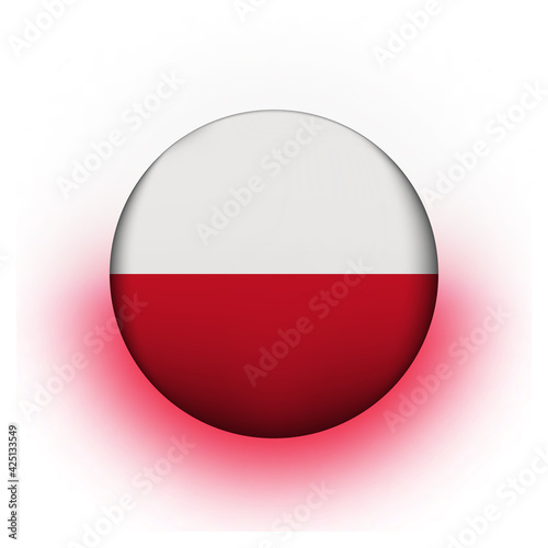 Free Download Glass light ball with flag of Poland. Round sphere, template icon. Polish national symbol. Glossy realistic ball, 3D abstract vector illustration highlighted on a white background. Big bubble - GFXLoad