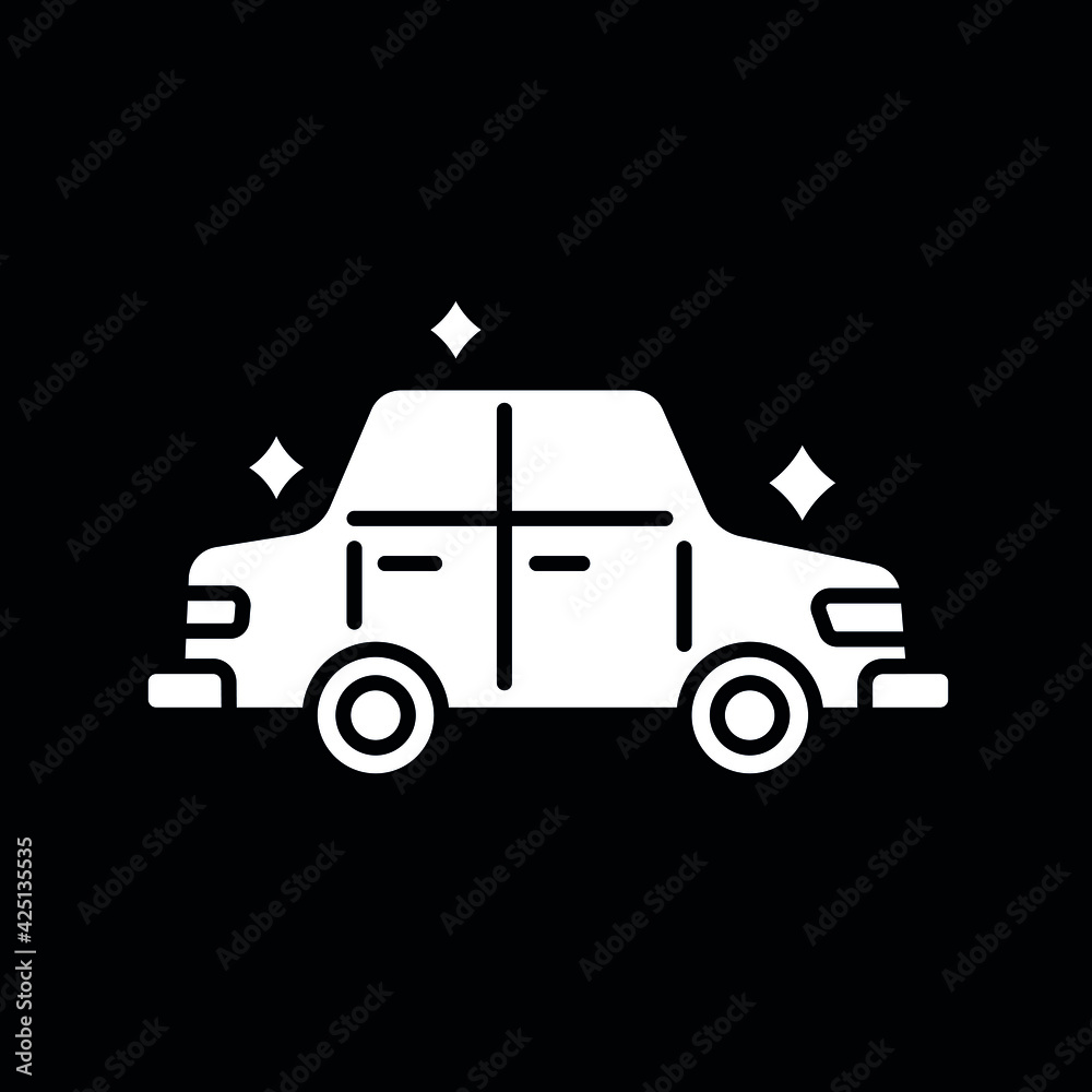 Vehicle cleaning white glyph icon. Car wash. Thin line customizable illustration. Contour symbol. Vector isolated outline drawing.