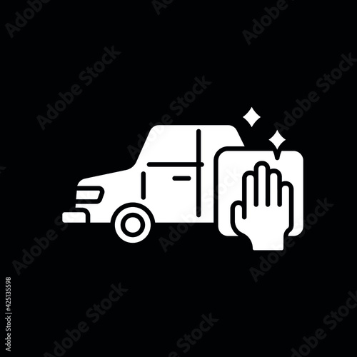 Vehicle cleaning white glyph icon. Car wash. Thin line customizable illustration. Contour symbol. Vector isolated outline drawing.