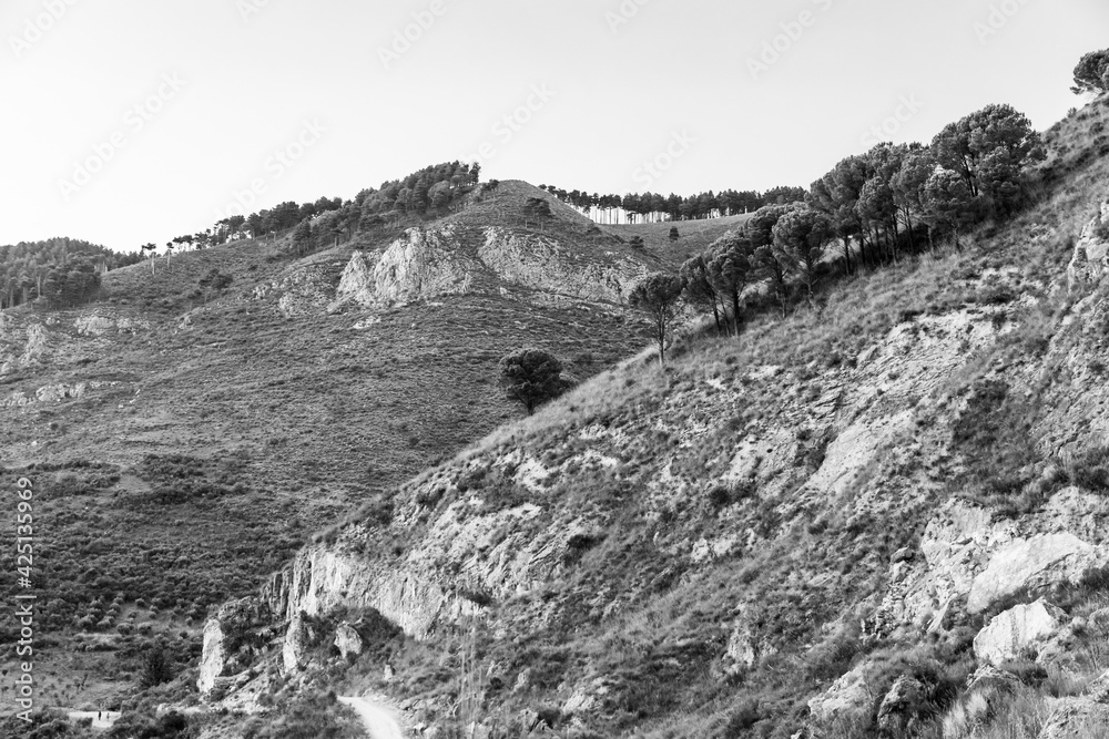 Typical sicilian landscape in the Nebrodi park near the Catafurco waterfalls