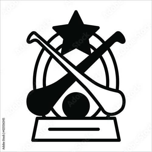 Hurling Trophy black filled line vector icon isolated