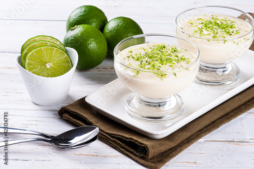 .Delicious lemon mousse. Refreshing and tasty dessert - Lime mousse photo