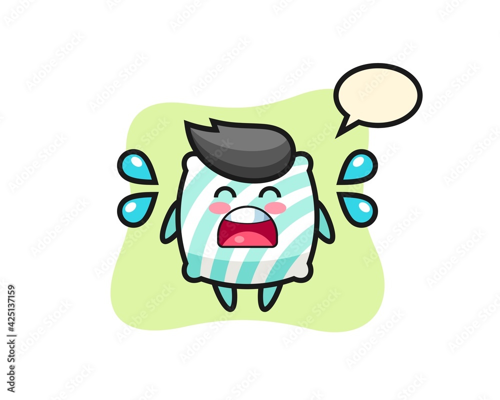 pillow cartoon illustration with crying gesture