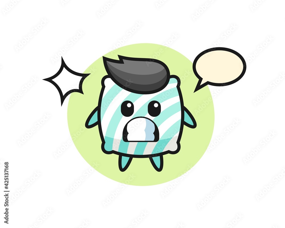 pillow character cartoon with shocked gesture pillow character cartoon with shocked gesture