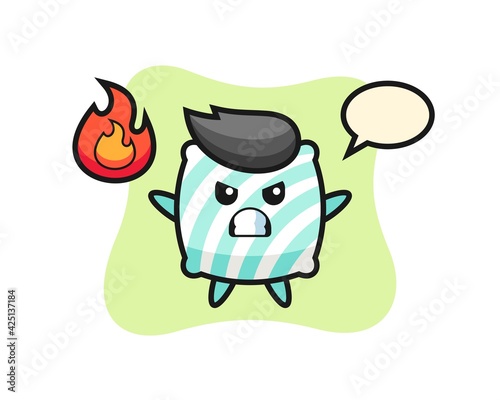 pillow character cartoon with angry gesture