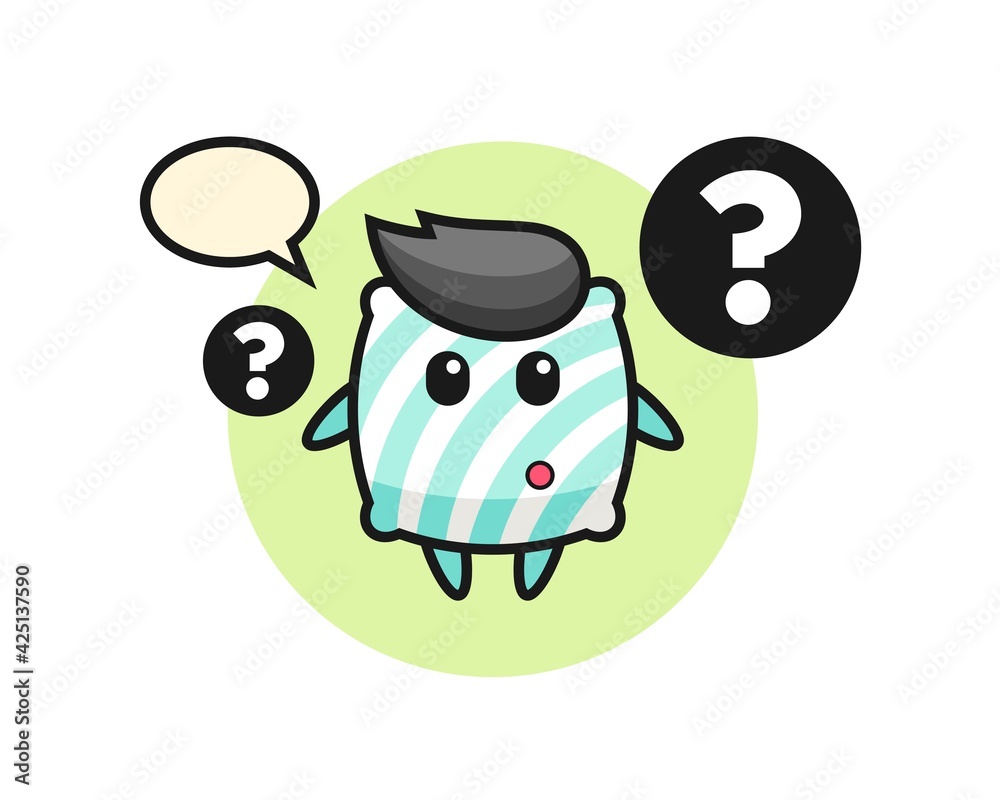 Fototapeta premium Cartoon Illustration of pillow with the question mark