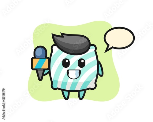 Character mascot of pillow as a news reporter © heriyusuf