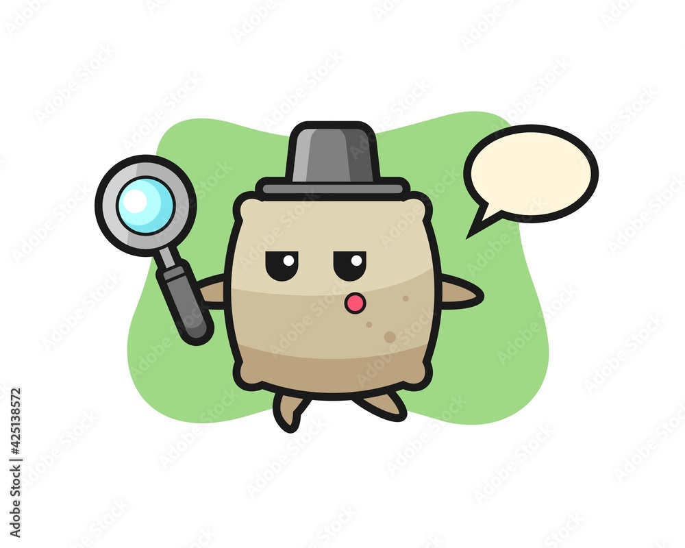 sack cartoon character searching with a magnifying glass sack cartoon character searching with a magnifying glass