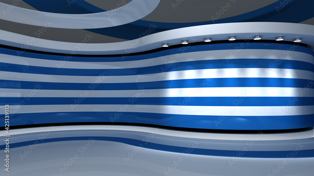 Blue stripes background. White stripes background. Tv studio. 3d rendering