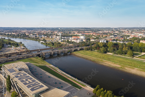 Elbe river by the international congress center dresden