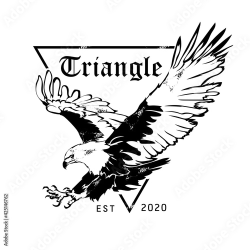 Flying eagle vector illustration in vintage style, perfect for t shirt design and biker club logo design