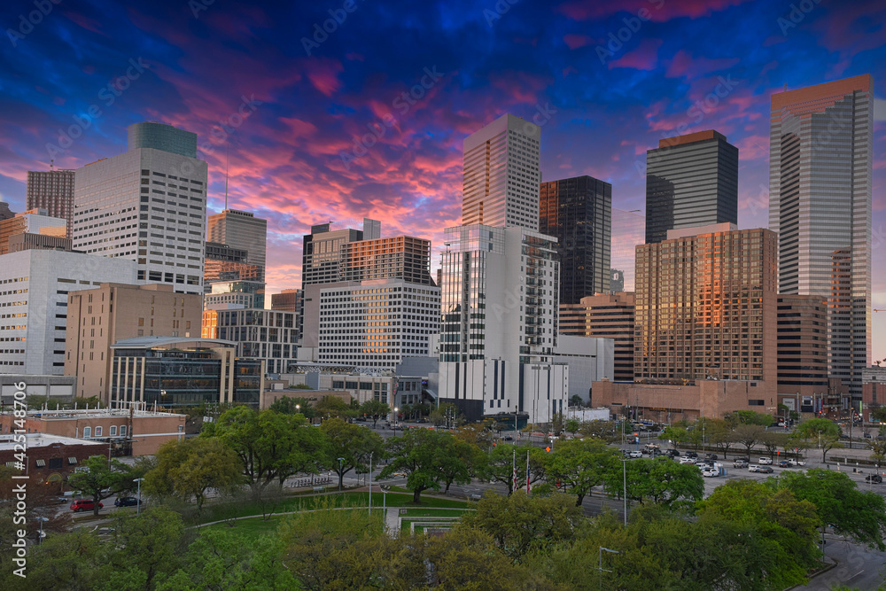 Houston, TX at Sunset Houston, TX at Sunset