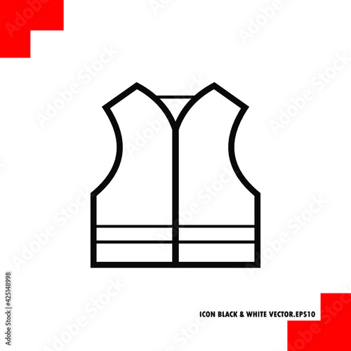vest or sleeveless shirt icon. property safety, supervisor, security, regulator. Perfect pixel line icon and editable