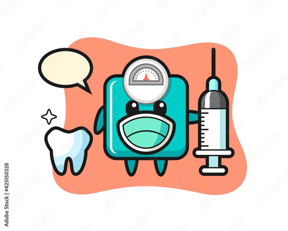 Mascot character of weight scale as a dentist Mascot character of weight scale as a dentist