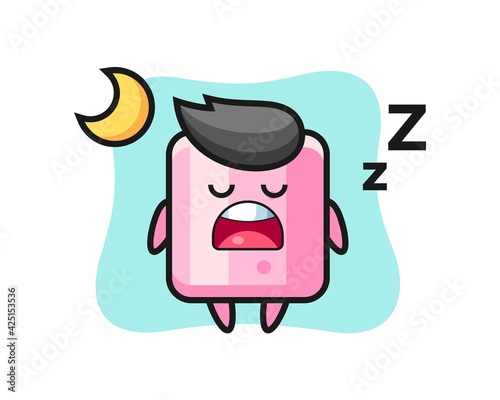 marshmallow character illustration sleeping at night
