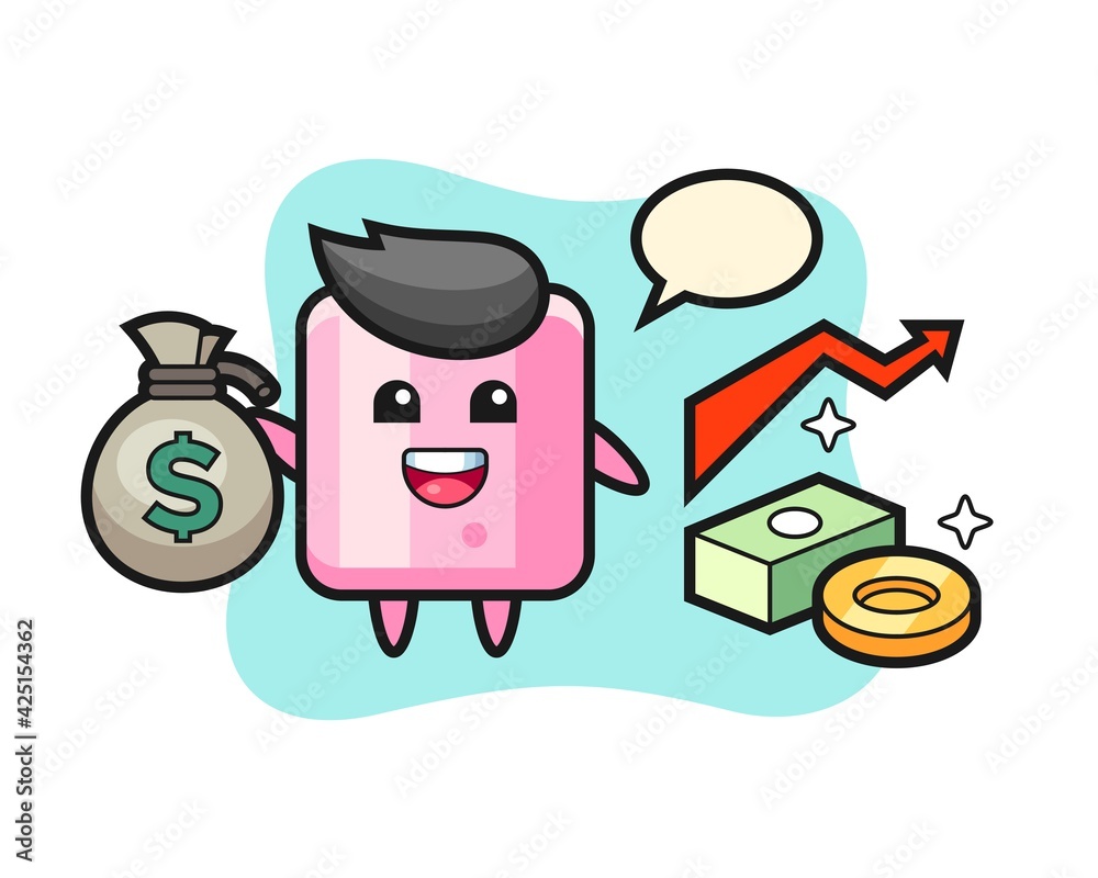 marshmallow illustration cartoon holding money sack marshmallow illustration cartoon holding money sack