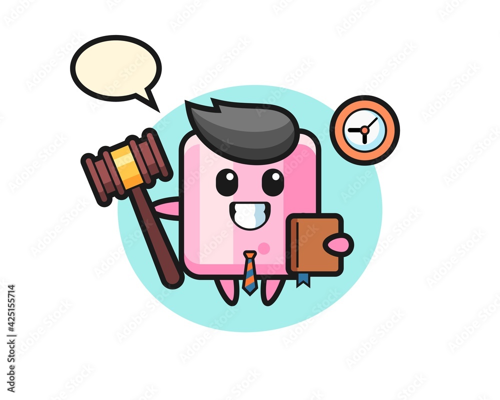 Mascot cartoon of marshmallow as a judge Mascot cartoon of marshmallow as a judge