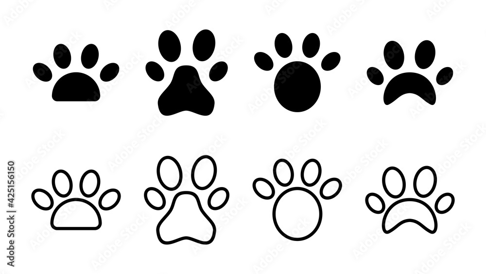 Paw icon set. paw print icon vector. dog or cat paw Paw icon set. paw print icon vector. dog or cat paw