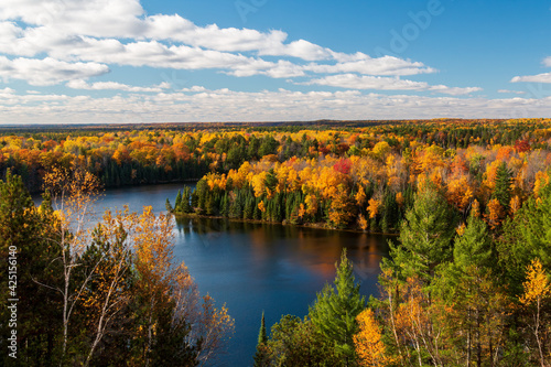 Sunny Highbanks View During Autumn Over The Ausable River Cooke Dam Pond photo