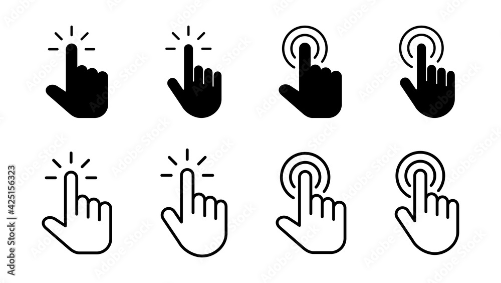 Fototapeta premium Hand cursor icon set. cursor icon vector. hand cursor icon click