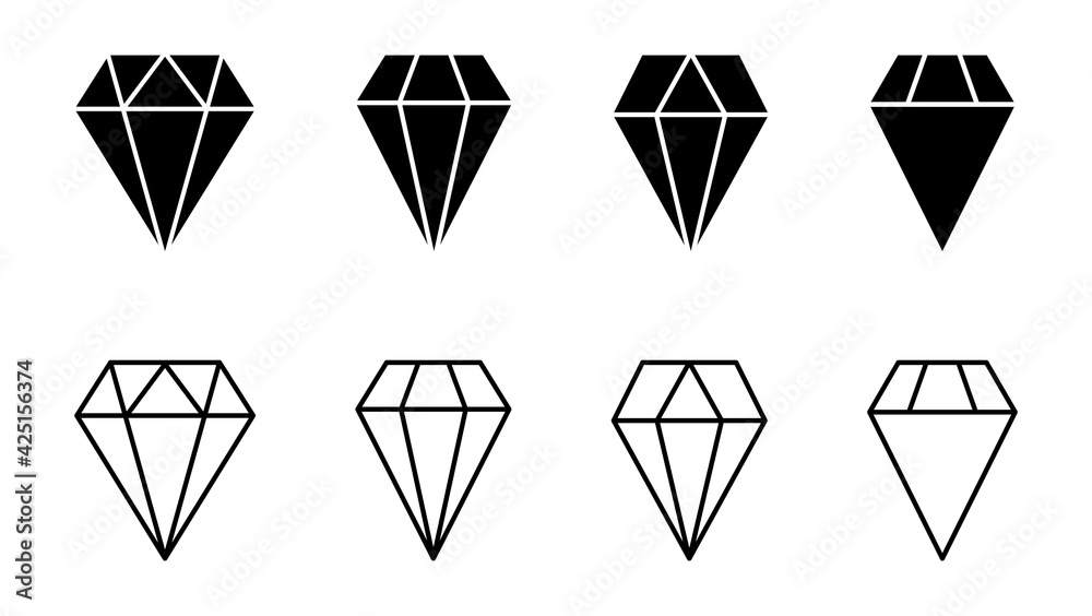Diamond icon set. diamond gems vector icon. Diamond icon set. diamond gems vector icon.