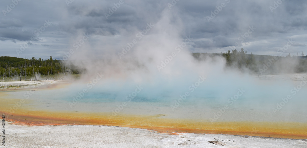 Late Spring in Yellowstone National Park: Sunset Lake of the Emerald Group in the Black Sand Basin Area of Upper Geyser Basin