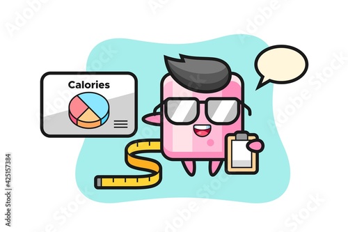 Illustration of marshmallow mascot as a dietitian