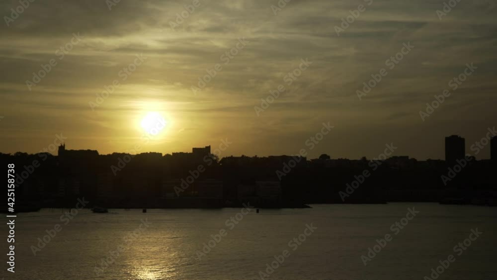 Beautiful skyline sunset by the river Beautiful skyline sunset by the river