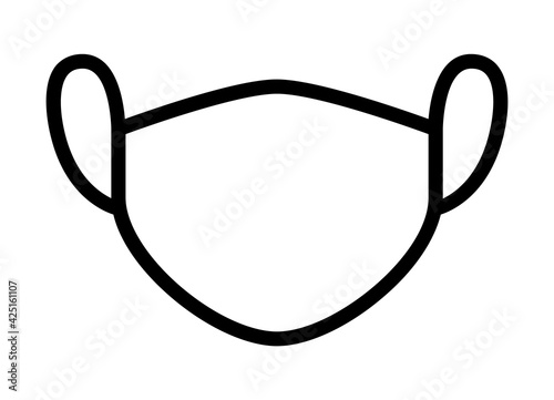 Medical face mask or surgical facemask protection from COVID-19 line art vector icon for apps and websites