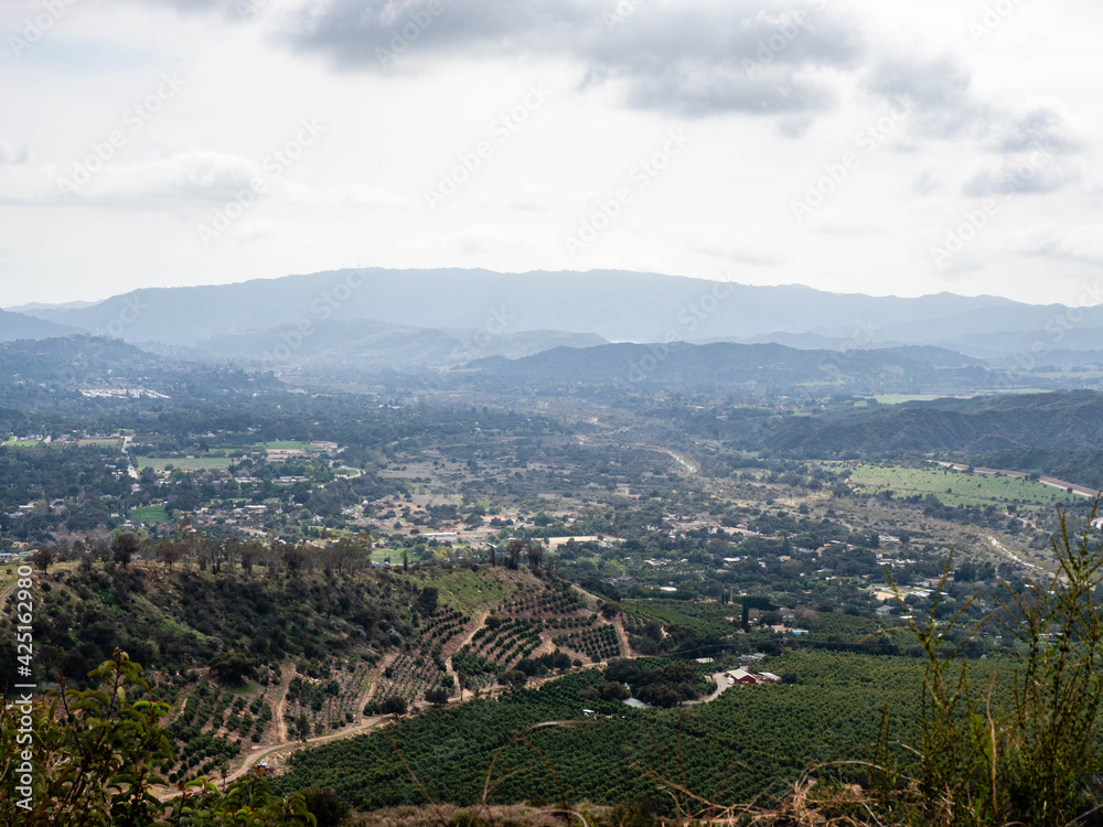 Ojai Valley with Topa Topa Mountains in the distance on an overcast day Ojai Valley with Topa Topa Mountains in the distance on an overcast day