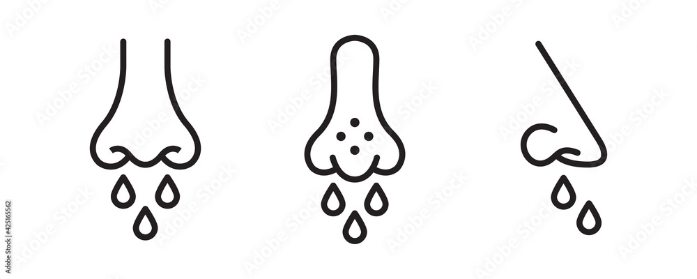 Runny nose, flu, influenza, cough, common cold icon set. Vector graphic ...